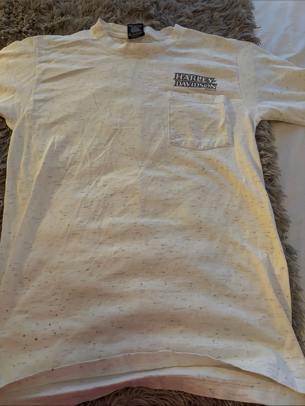 Harley-Davidson Cream Speckled Pocket Tee with Black Logo